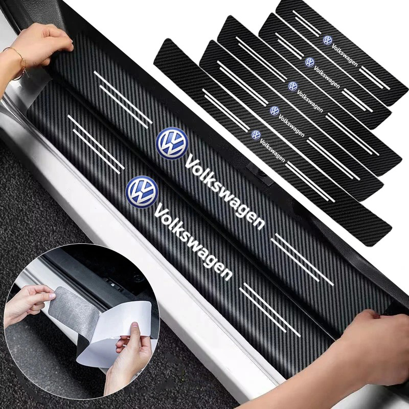 Crepe Pan Carbon - New Car Door Sill Plate Sticker