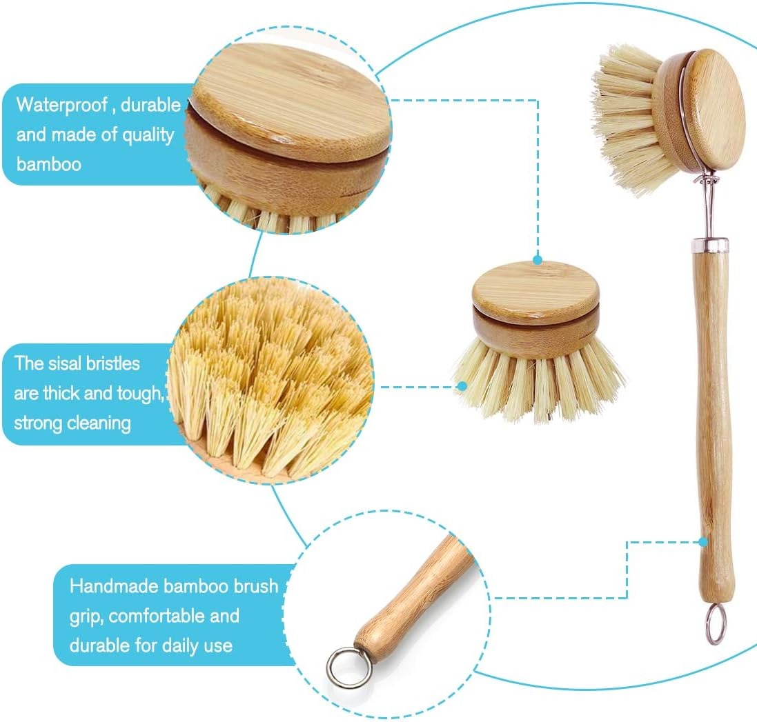 Bamboo Dish Scrub Brushes, Kit - Cast Iron Corn ulasan dan harga